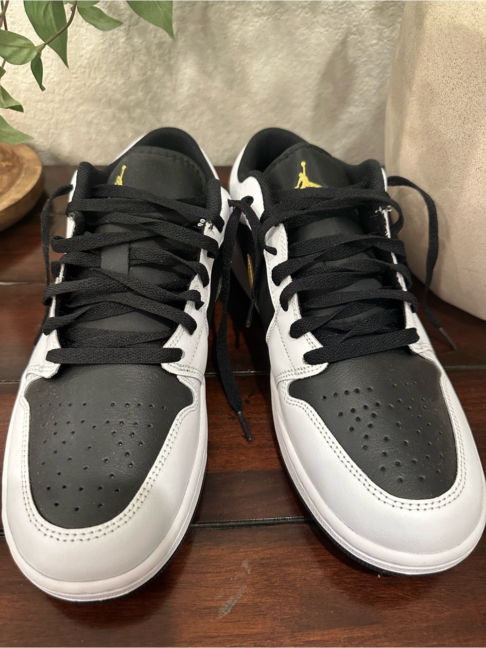 Air Jordan Low Top Sneakers in Black, White & Gold